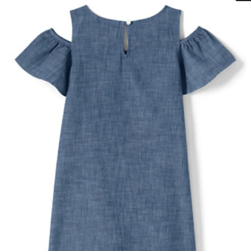 Lands' End Girl's Cold Shoulder Chambray Dress-Size 4